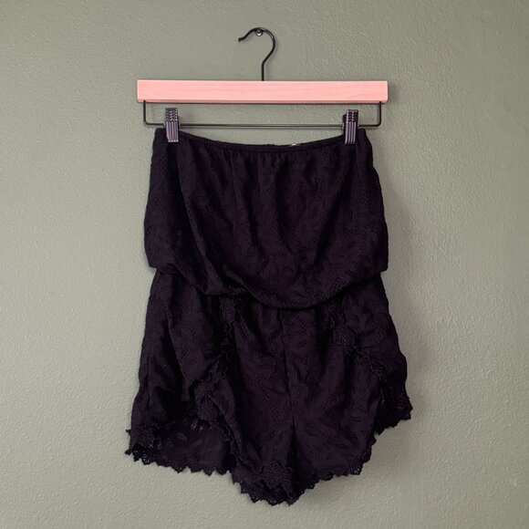 Free People Thalia Lace Black Strapless Romper Size XS - Picture 2 of 5